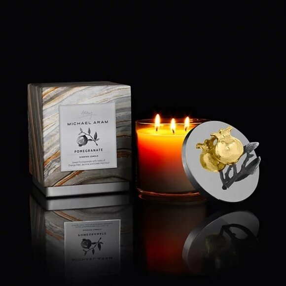 NIB Michael Aram Pomegranate Scented Candle With Decorative Lid - Picture 3 of 11